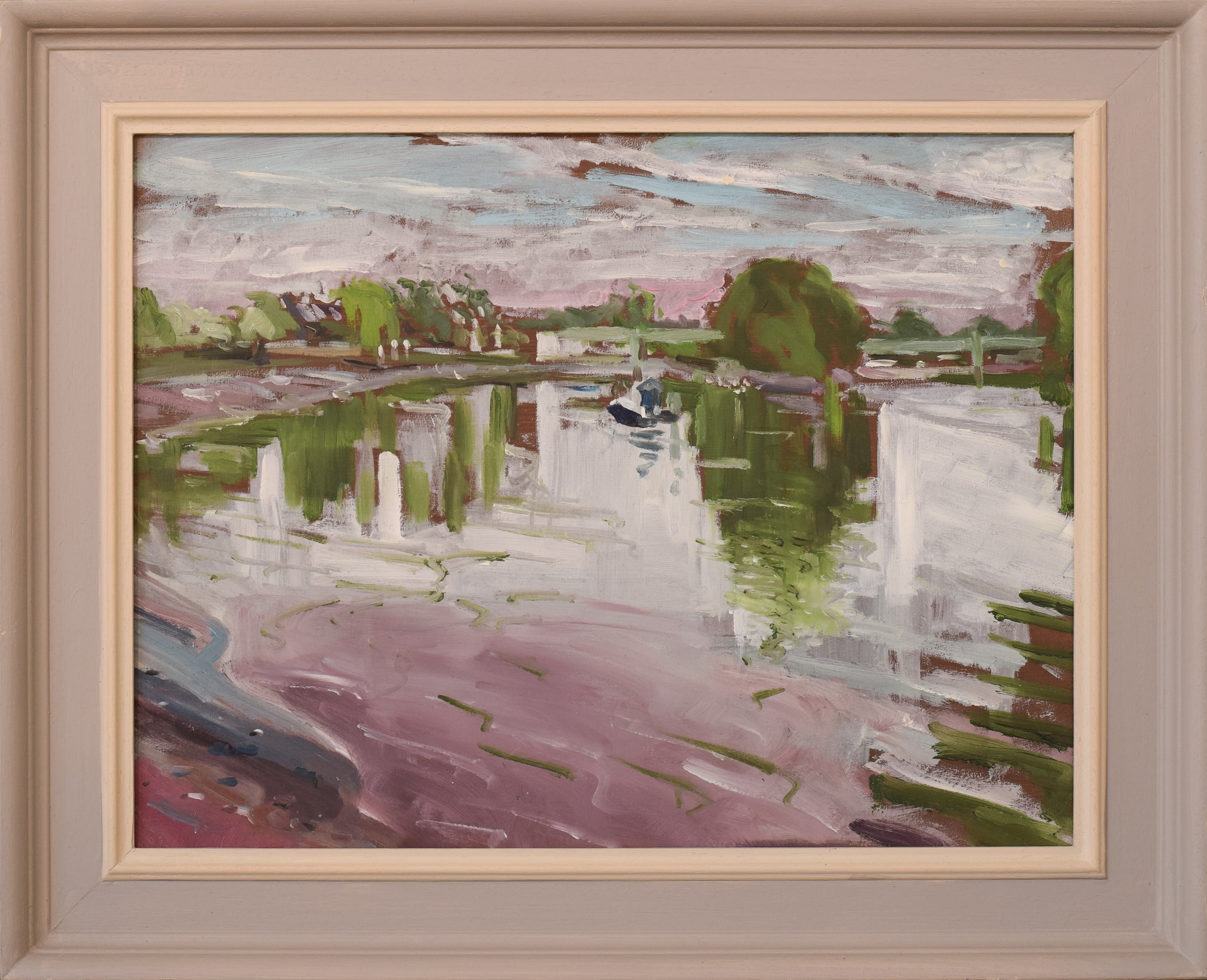 Artwork by Jackson, Kew Bridge - Towards Strand-on-the-Green, Made of Oil on board 