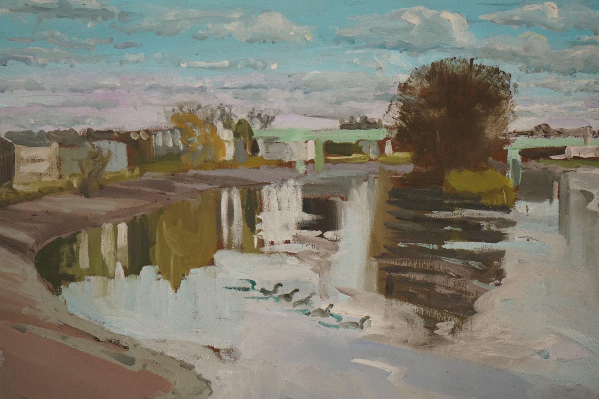Kew bridge towards the Strand on the Green - En Plein Air Painting by Jackson, null