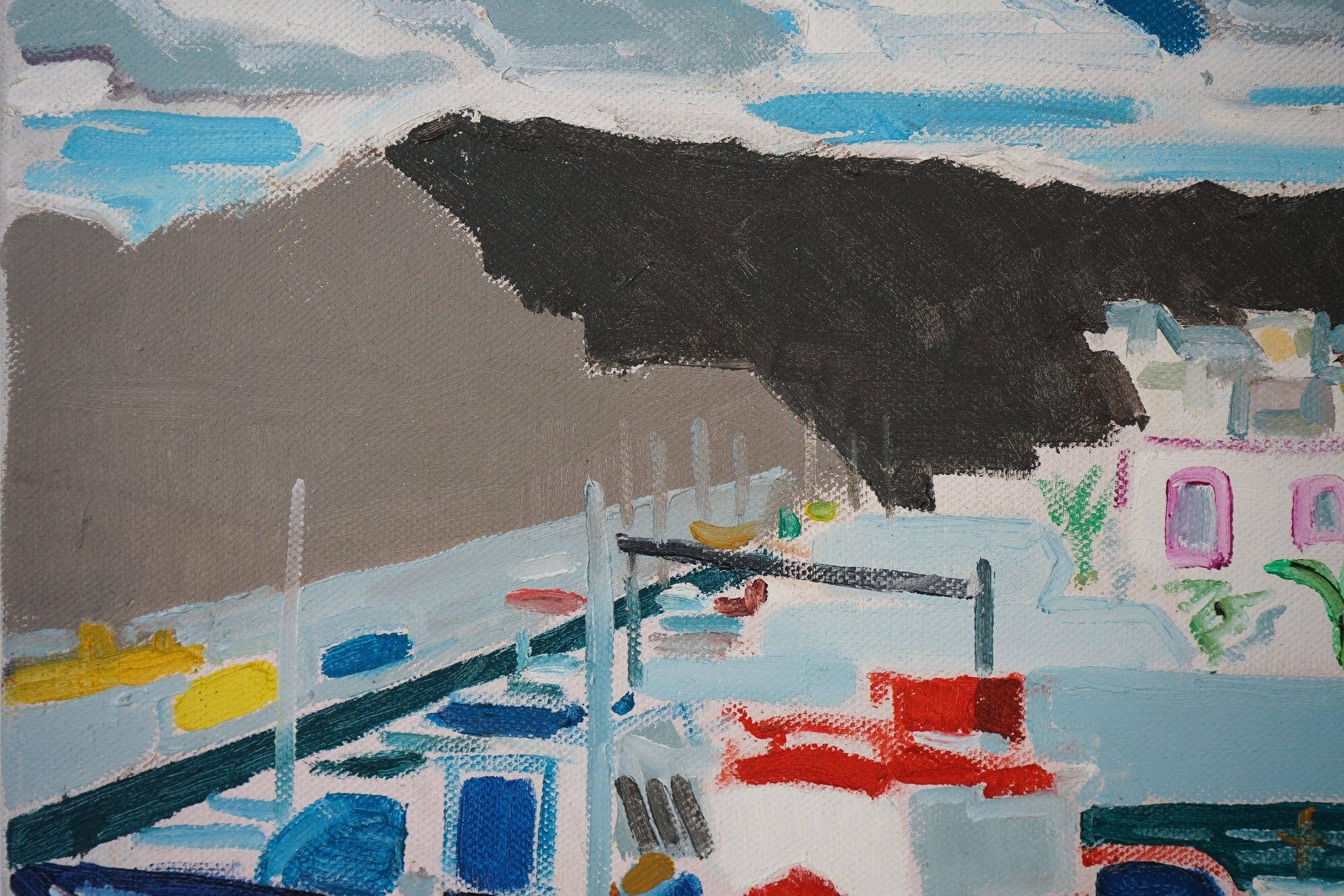 Artwork by Jackson, Puerto de Mogán - Gran Canaria - Fishing boats, Made of Oil on board 
