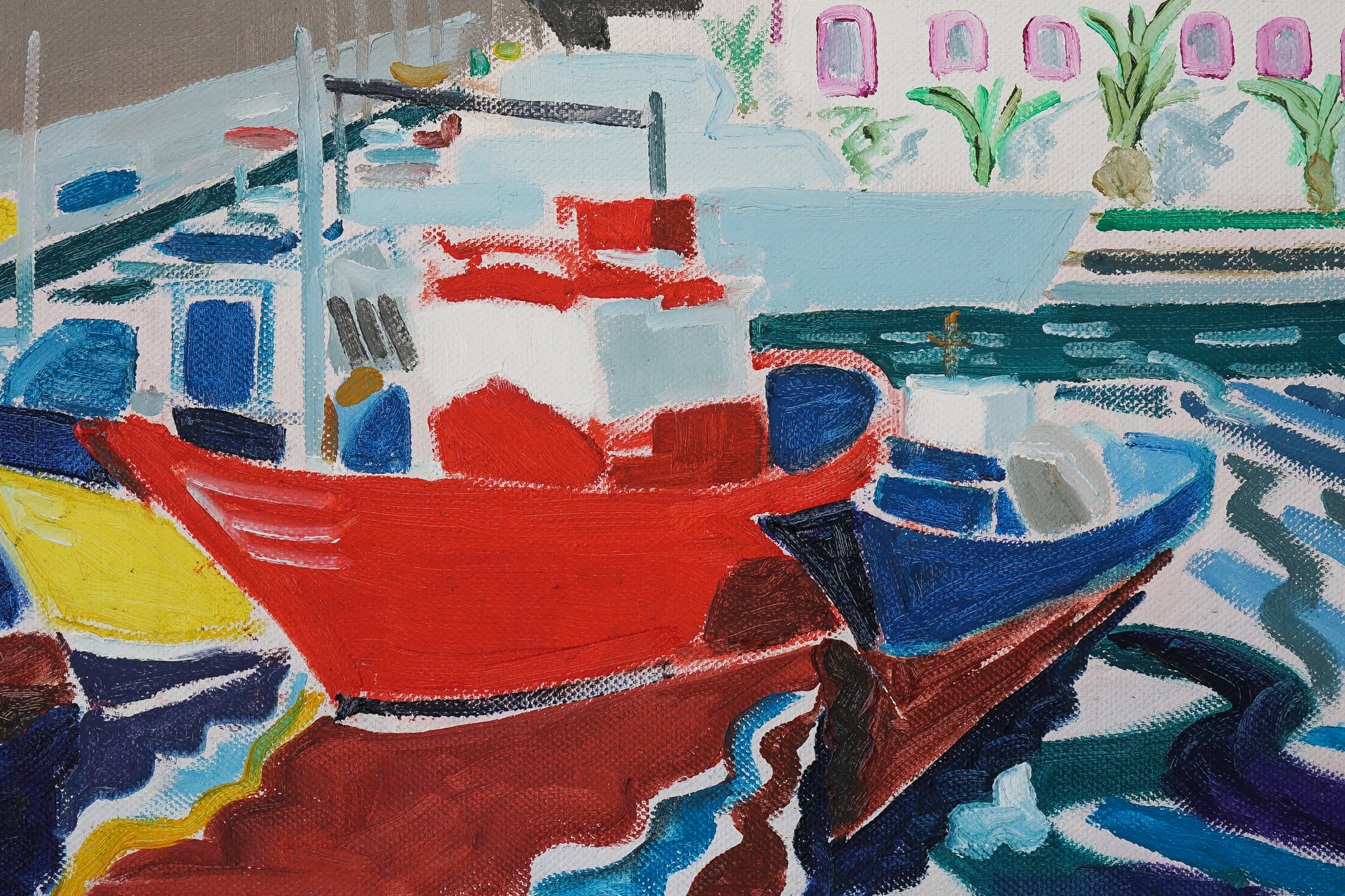 Artwork by Jackson, Puerto de Mogán - Gran Canaria - Fishing boats, Made of Oil on board 