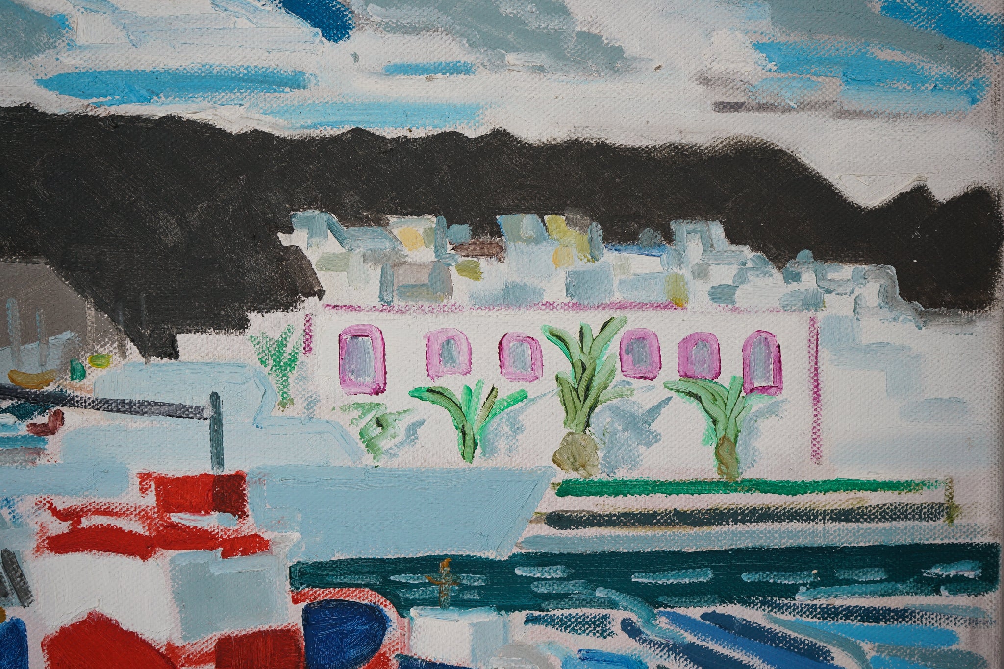 Artwork by Jackson, Puerto de Mogán - Gran Canaria - Fishing boats, Made of Oil on board 