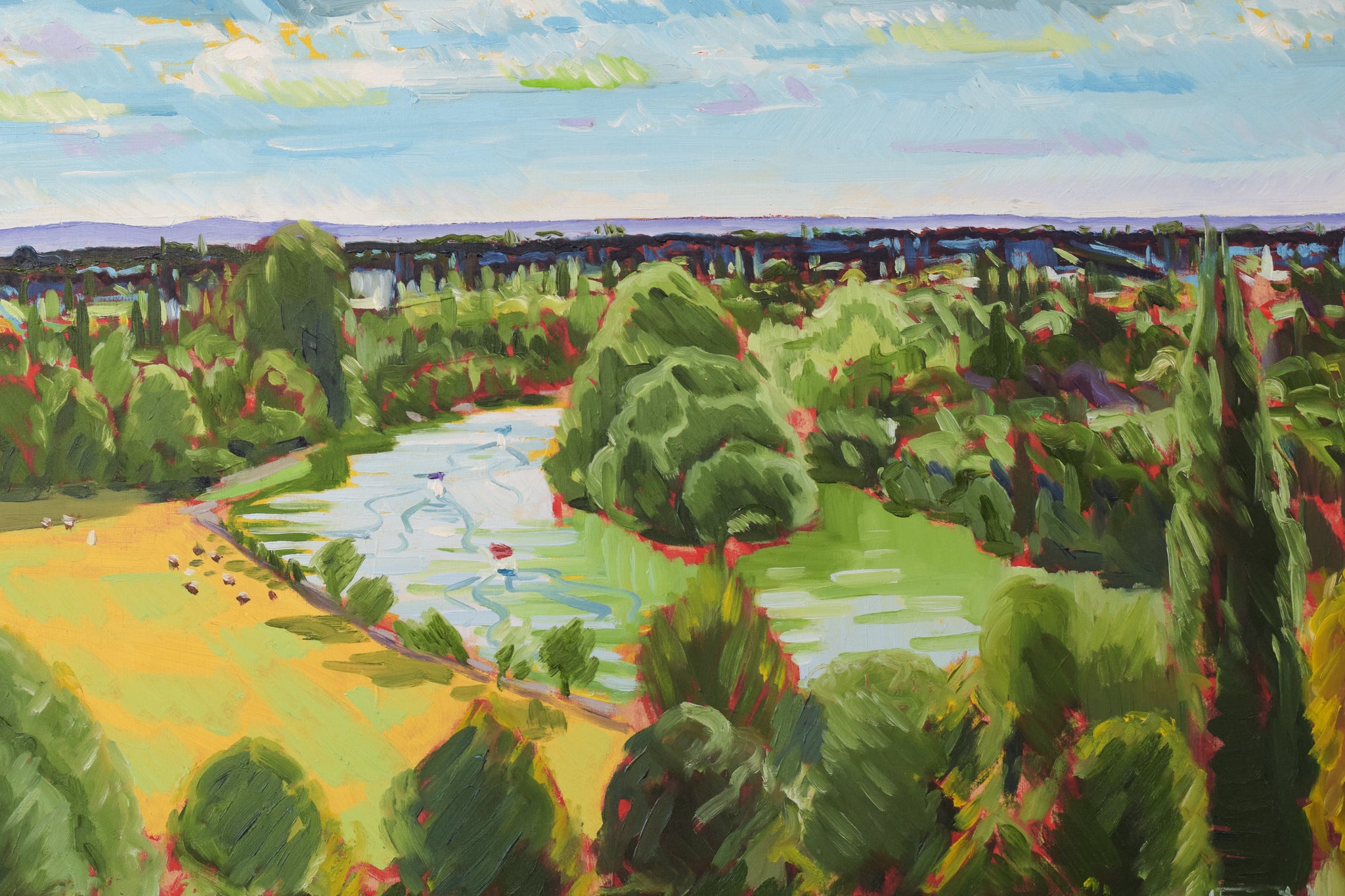 Artwork by Jackson, Richmond Terrace in Summer - En Plein Air, Made of Oil on board 