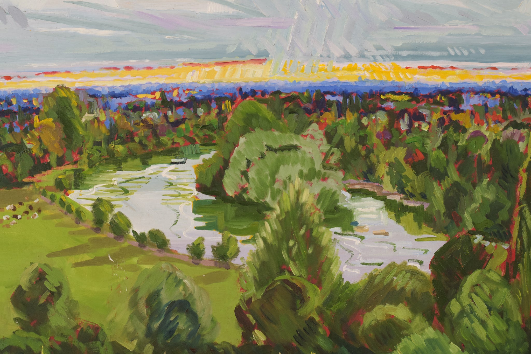 Artwork by Jackson, Richmond Terrace Sunset - En Plein Air, Made of Oil on board 