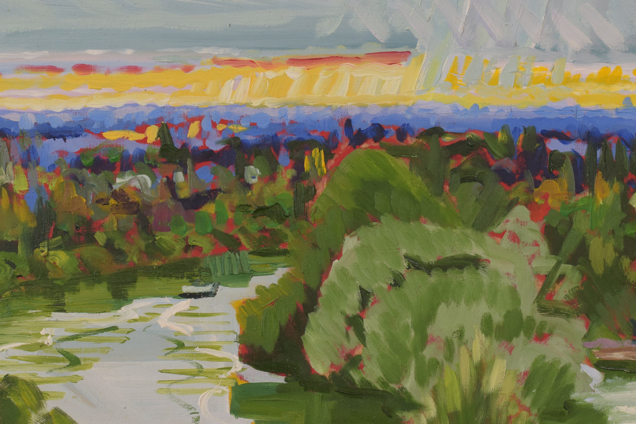 Artwork by Jackson, Richmond Terrace Sunset - En Plein Air, Made of Oil on board 