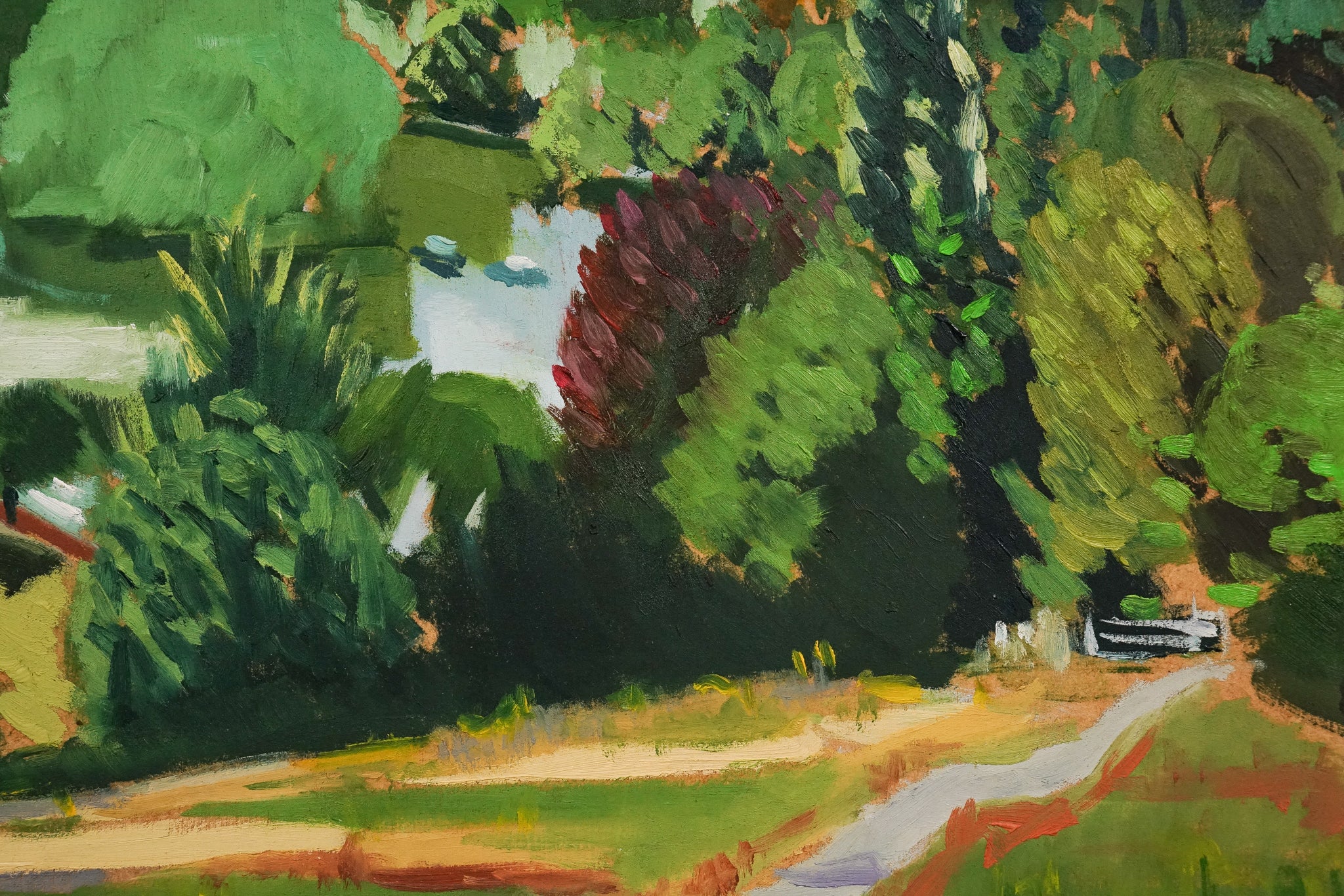 Artwork by Jackson, River Thames - Richmond Terrace - Summer, Made of Oil on board 