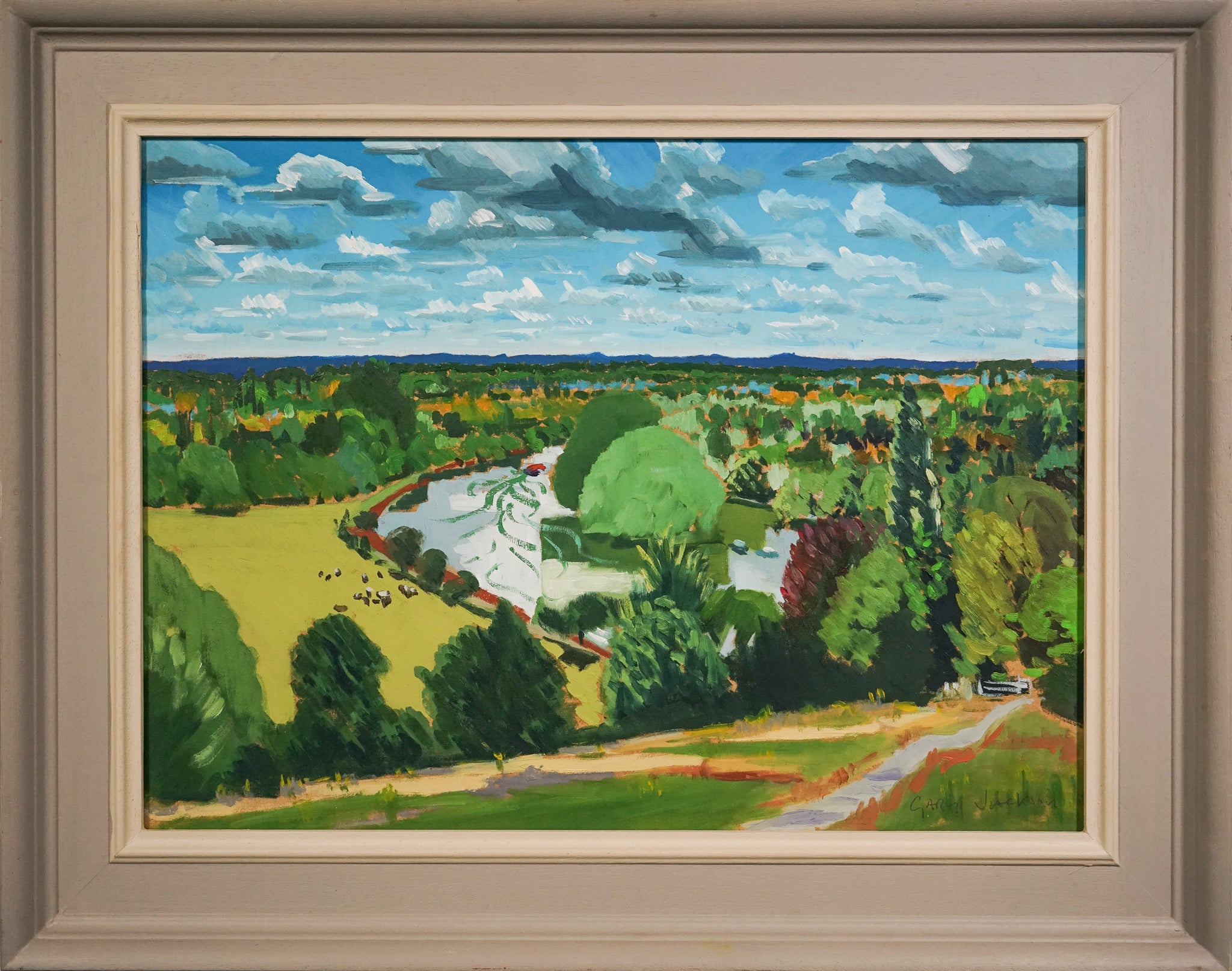 Artwork by Jackson, River Thames - Richmond Terrace - Summer, Made of Oil on board 