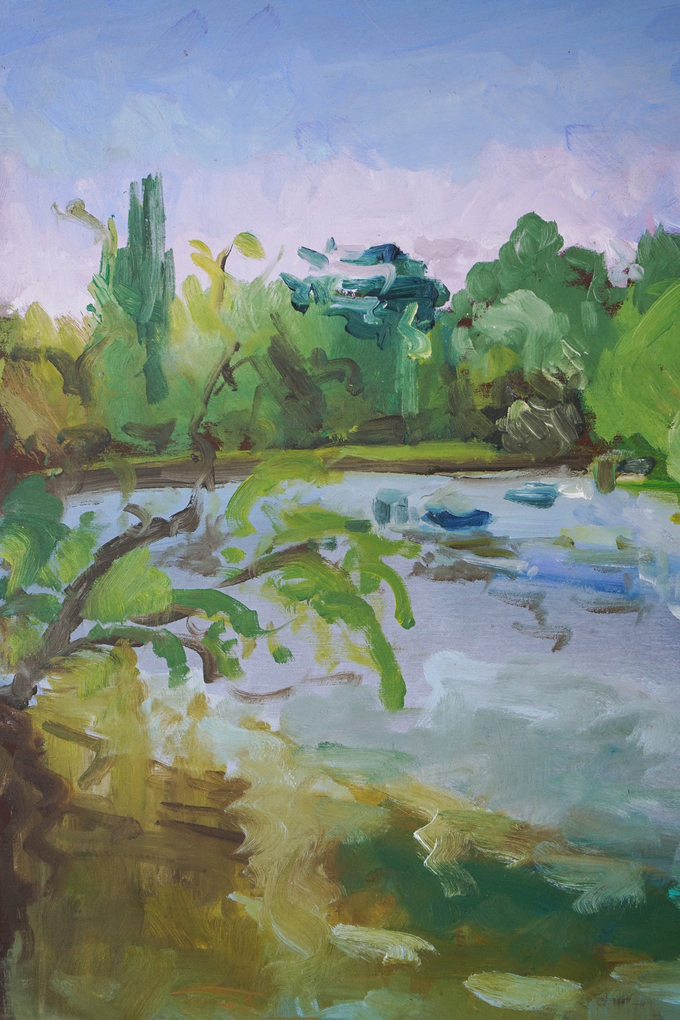 Artwork by Jackson, The Petersham Hotel - Richmond - View Below by The River, Made of Oil on board 