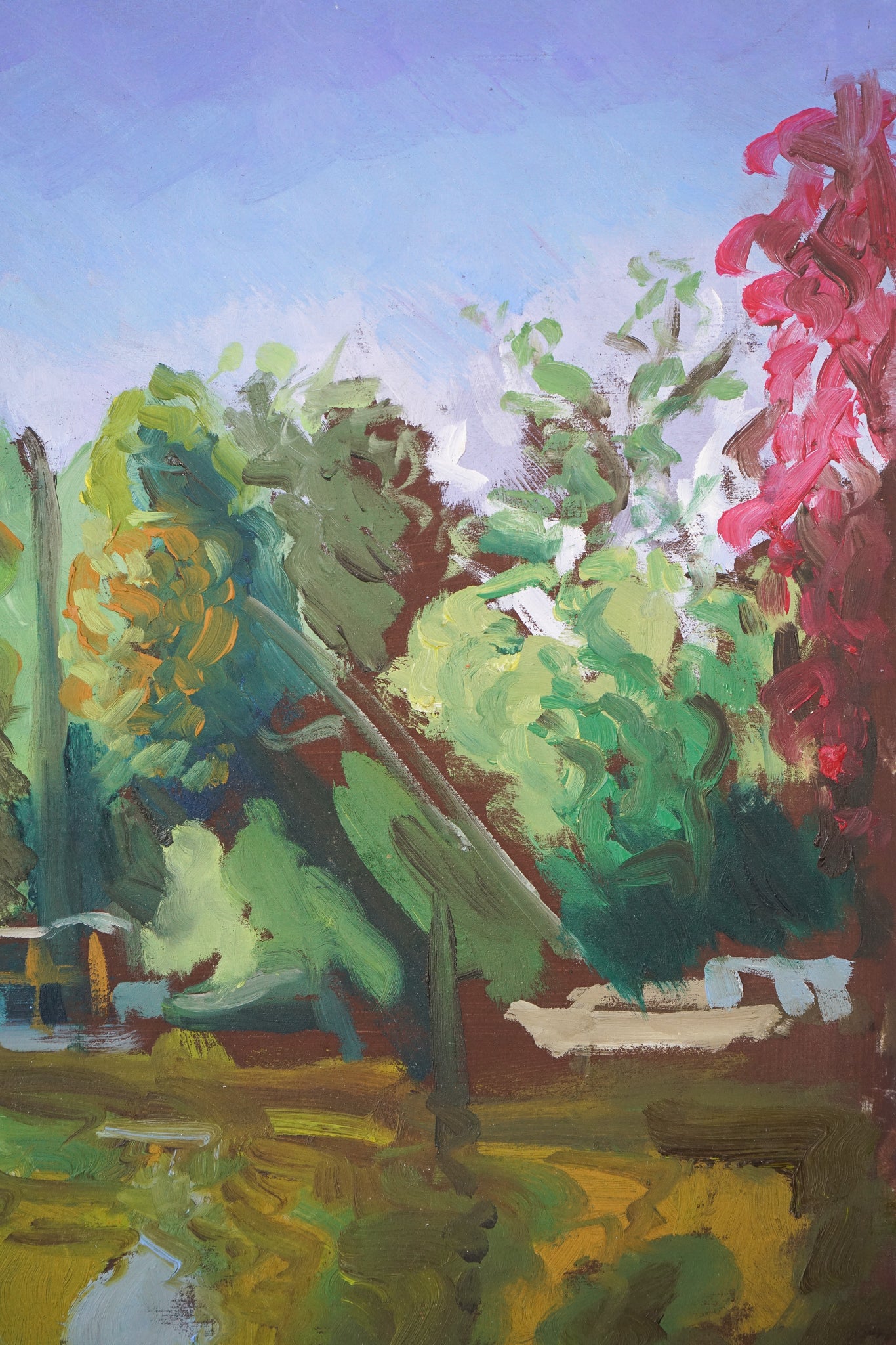 Artwork by Jackson, The Petersham Hotel - Richmond - View Below by The River, Made of Oil on board 