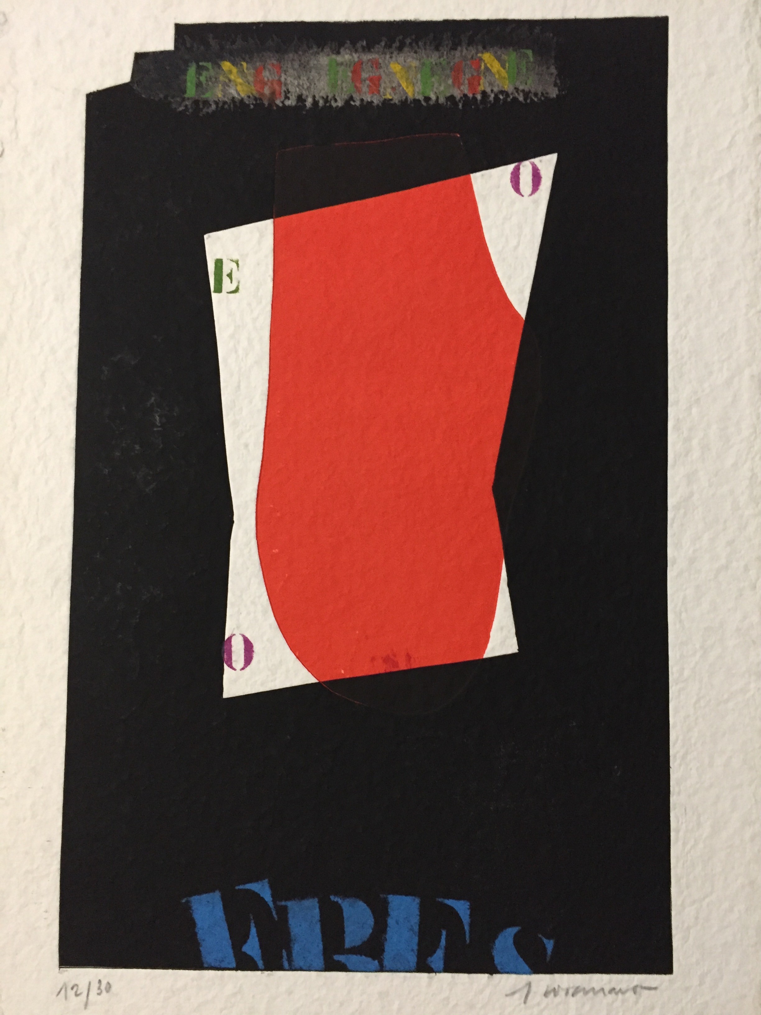 A black and red poster with a red and white design.