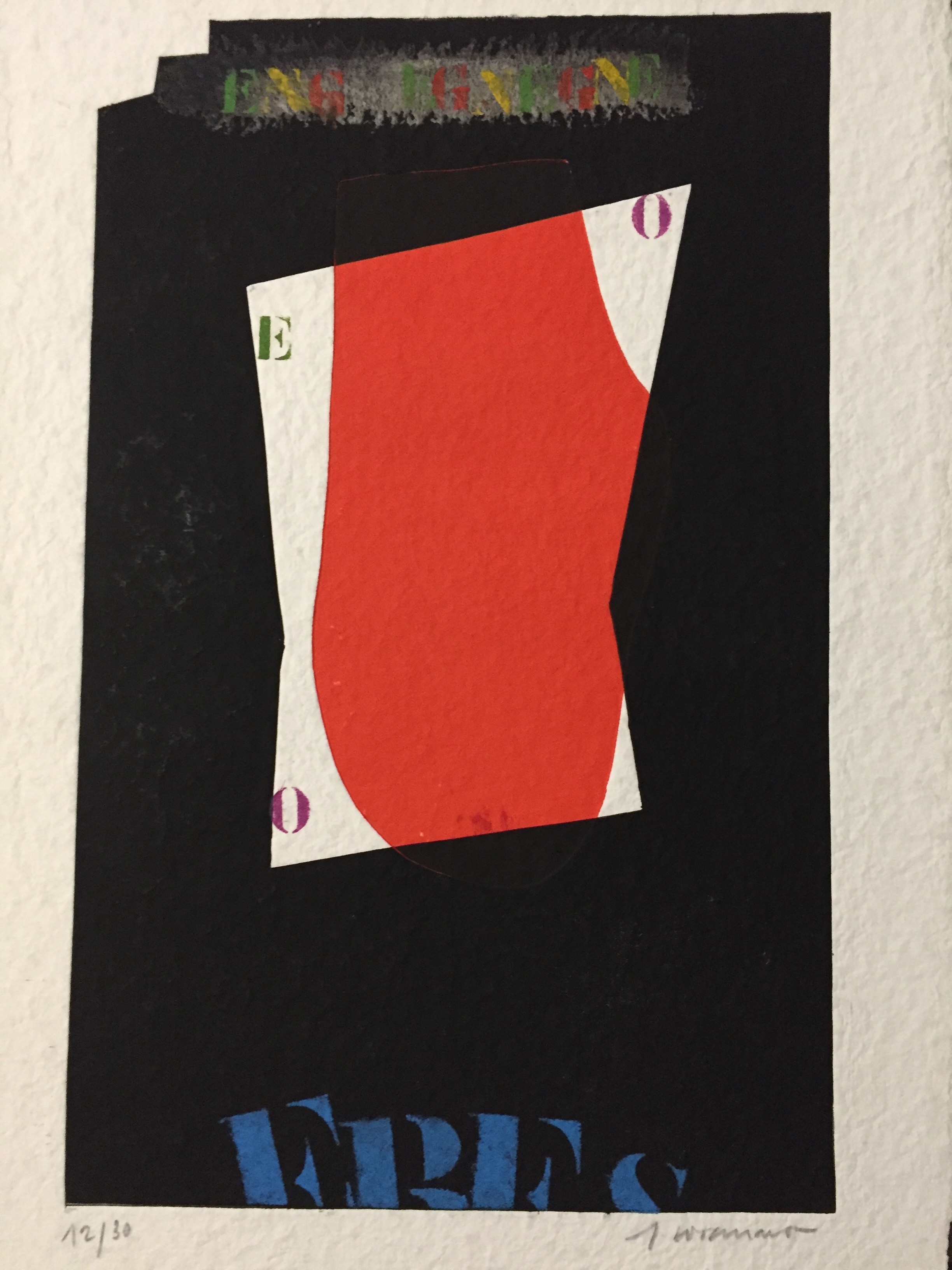 A black and red poster with a red and white design.