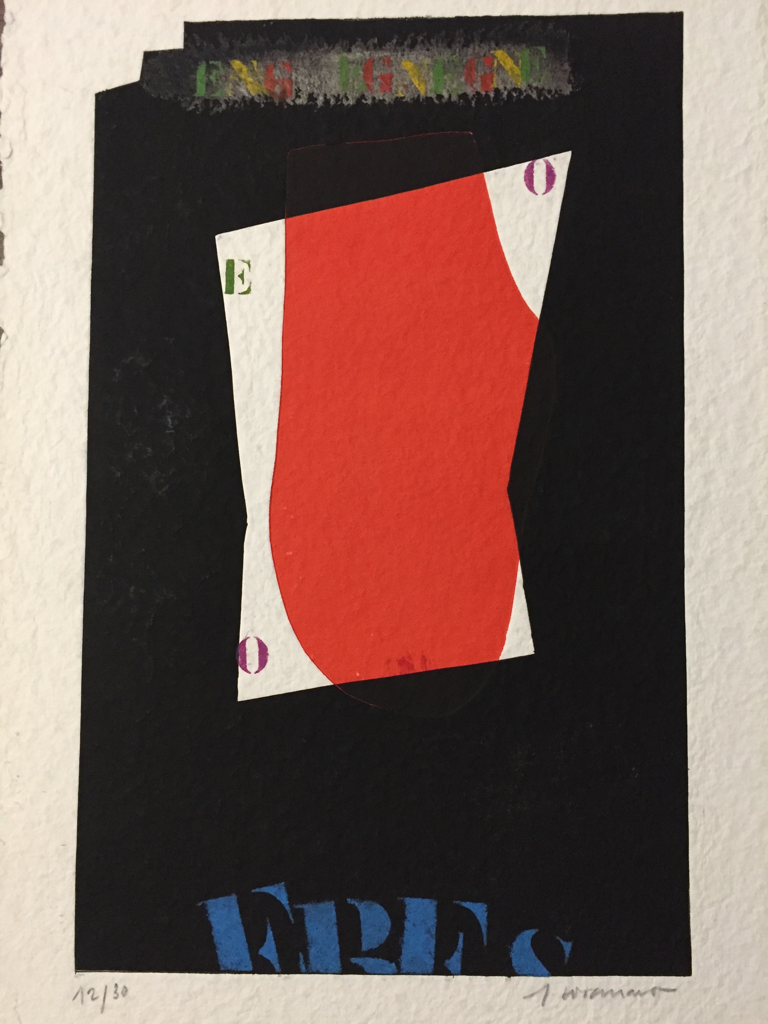 A black and red poster with a red and white design.