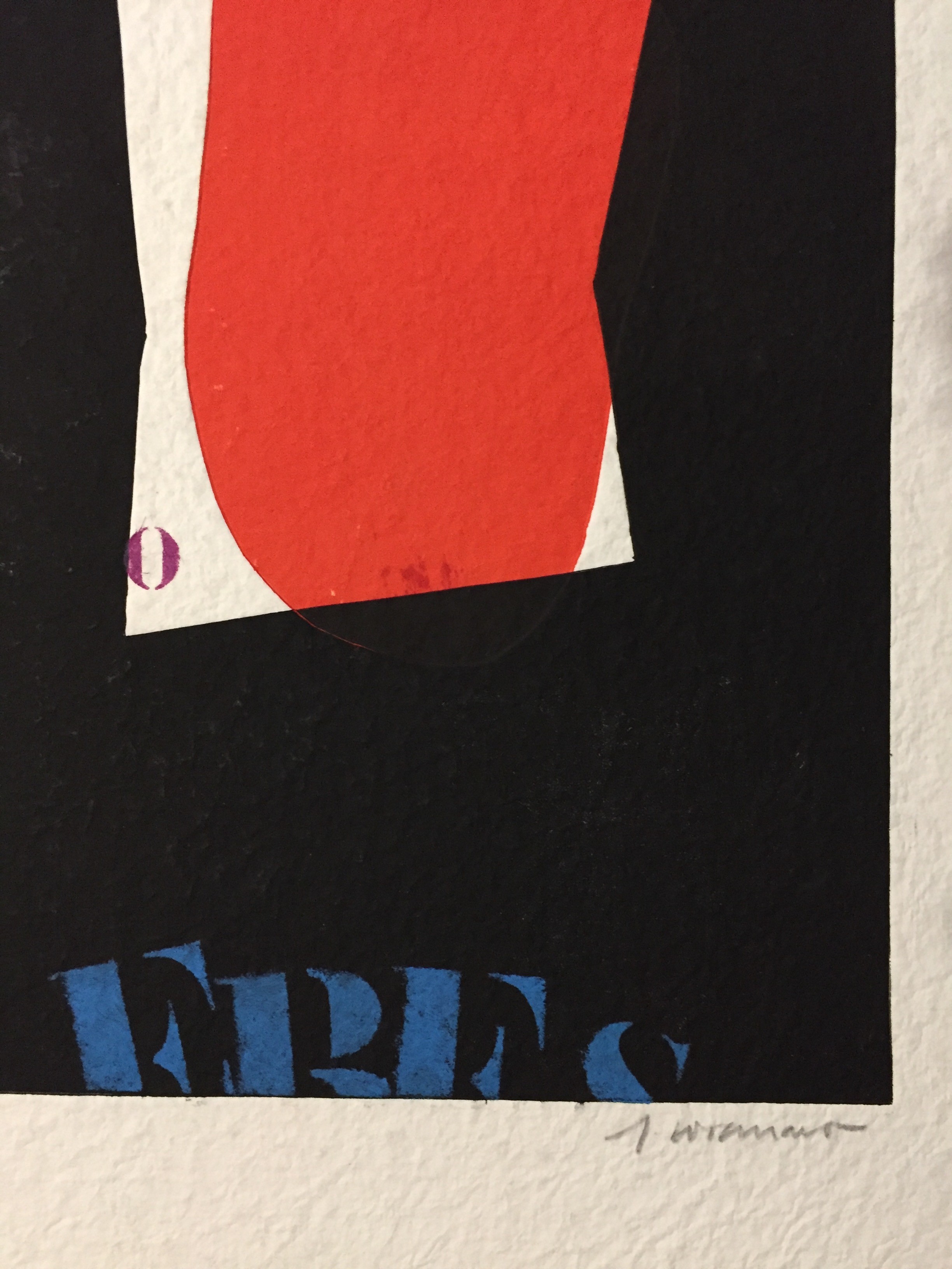A black and red poster with a red and white design.