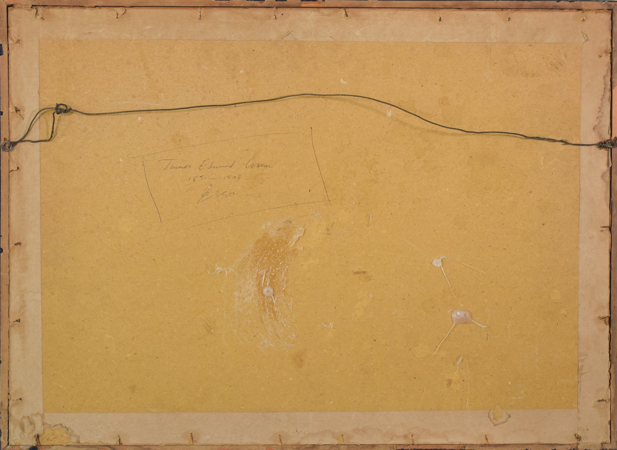 A painting of a landscape with a house in the distance.