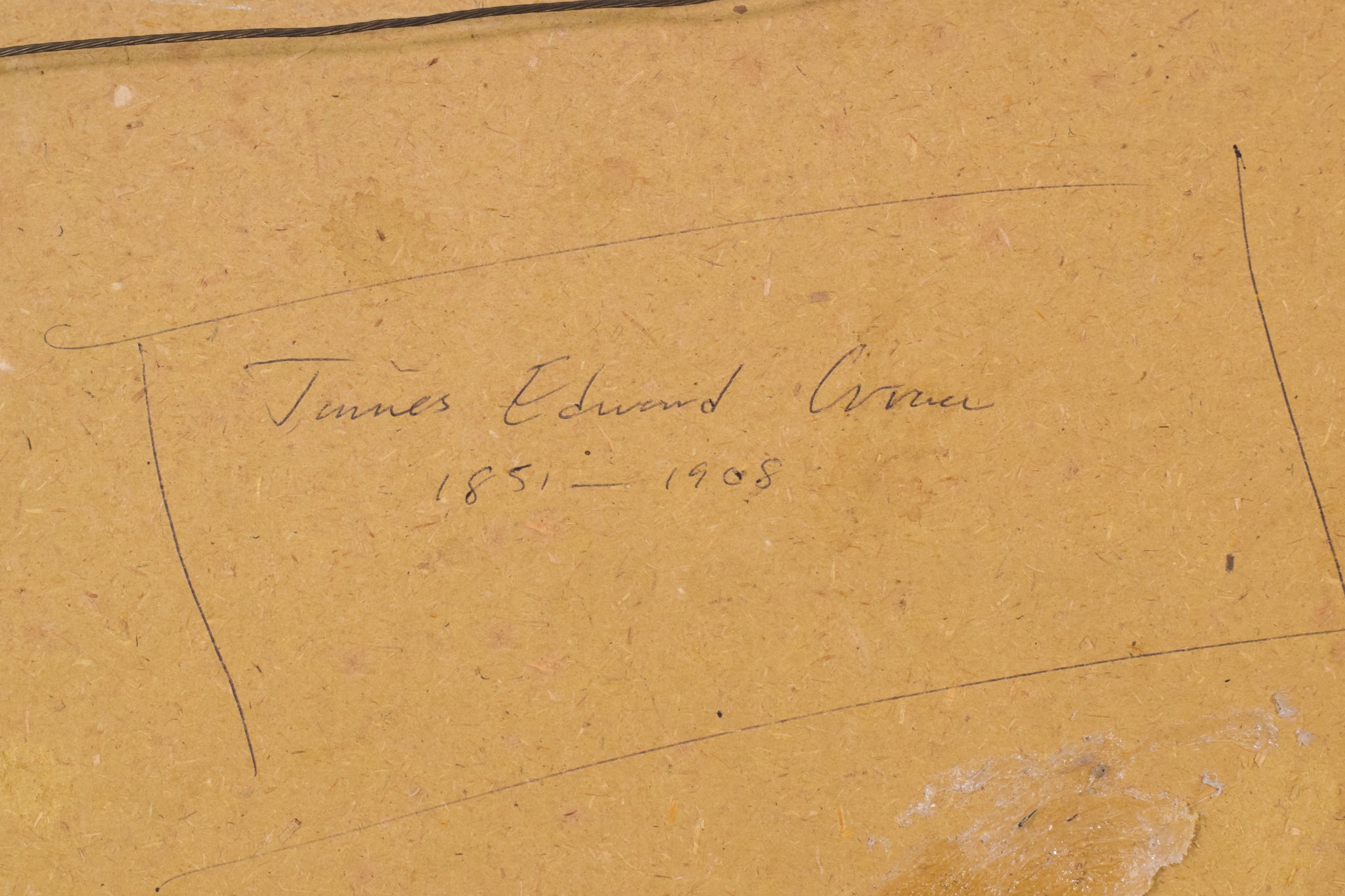 A painting of a landscape with a house in the distance.