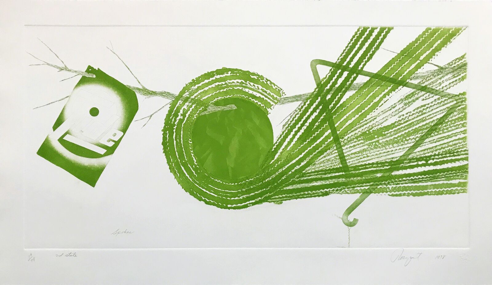Artwork by James Rosenquist, SPOKES: 2 STATE, Made of Etching & Aquatint 