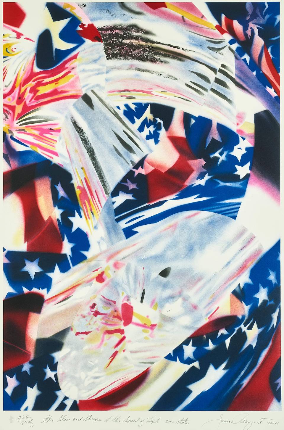 Artwork by James Rosenquist, The Stars And Stripes At The Speed Of Light, Made of Light Lithograph 
