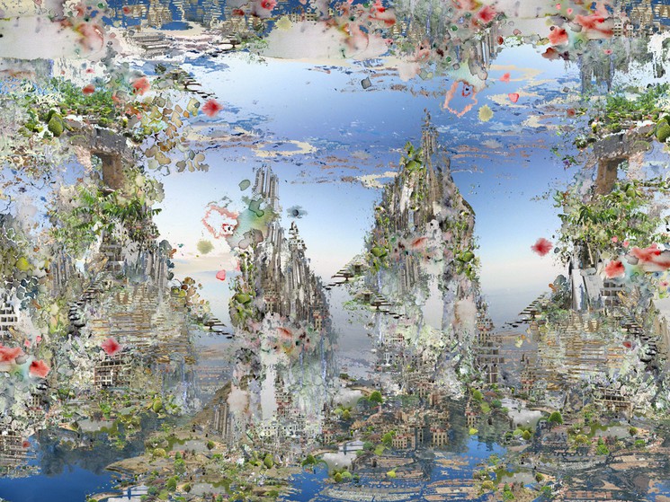 A collage of a city with a lot of different things in it.