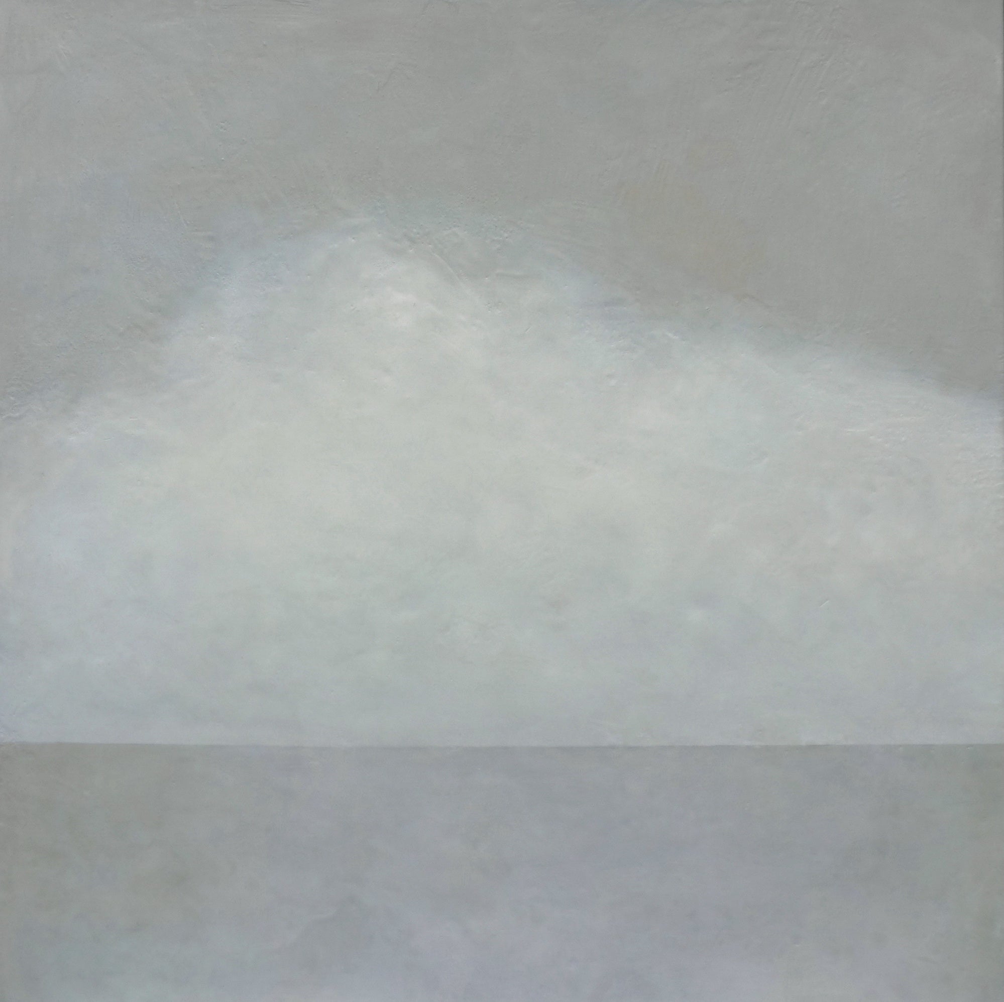 A painting of a cloudy sky over a body of water.