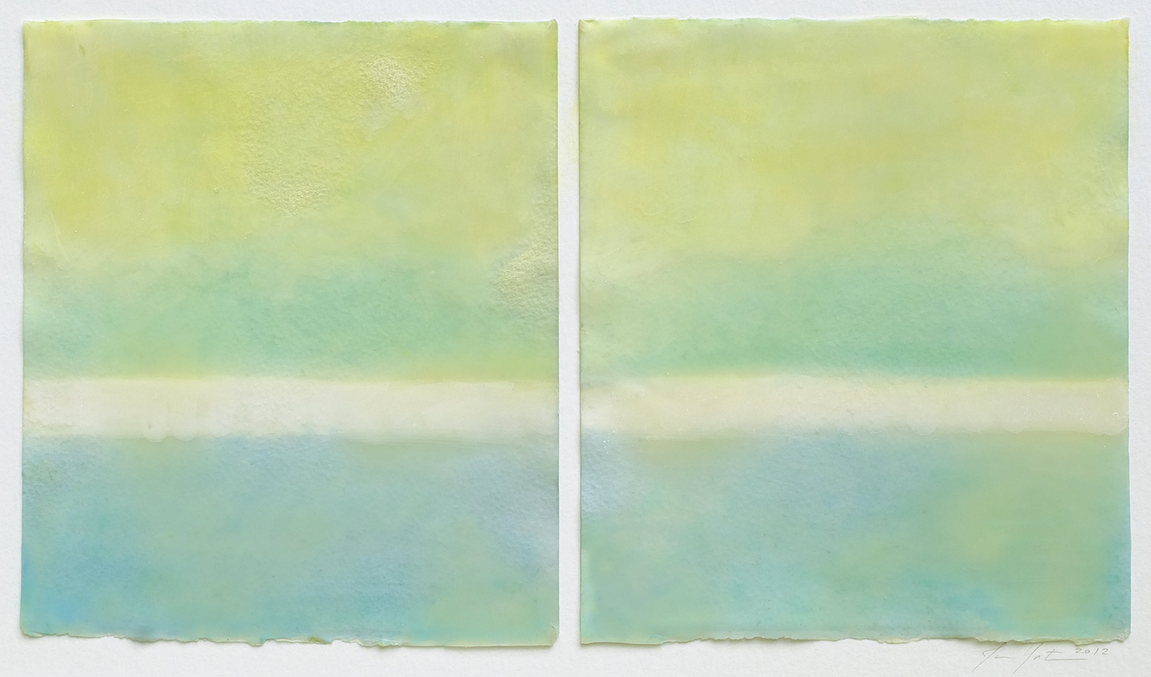 A painting of two squares of watercolor on a white background.