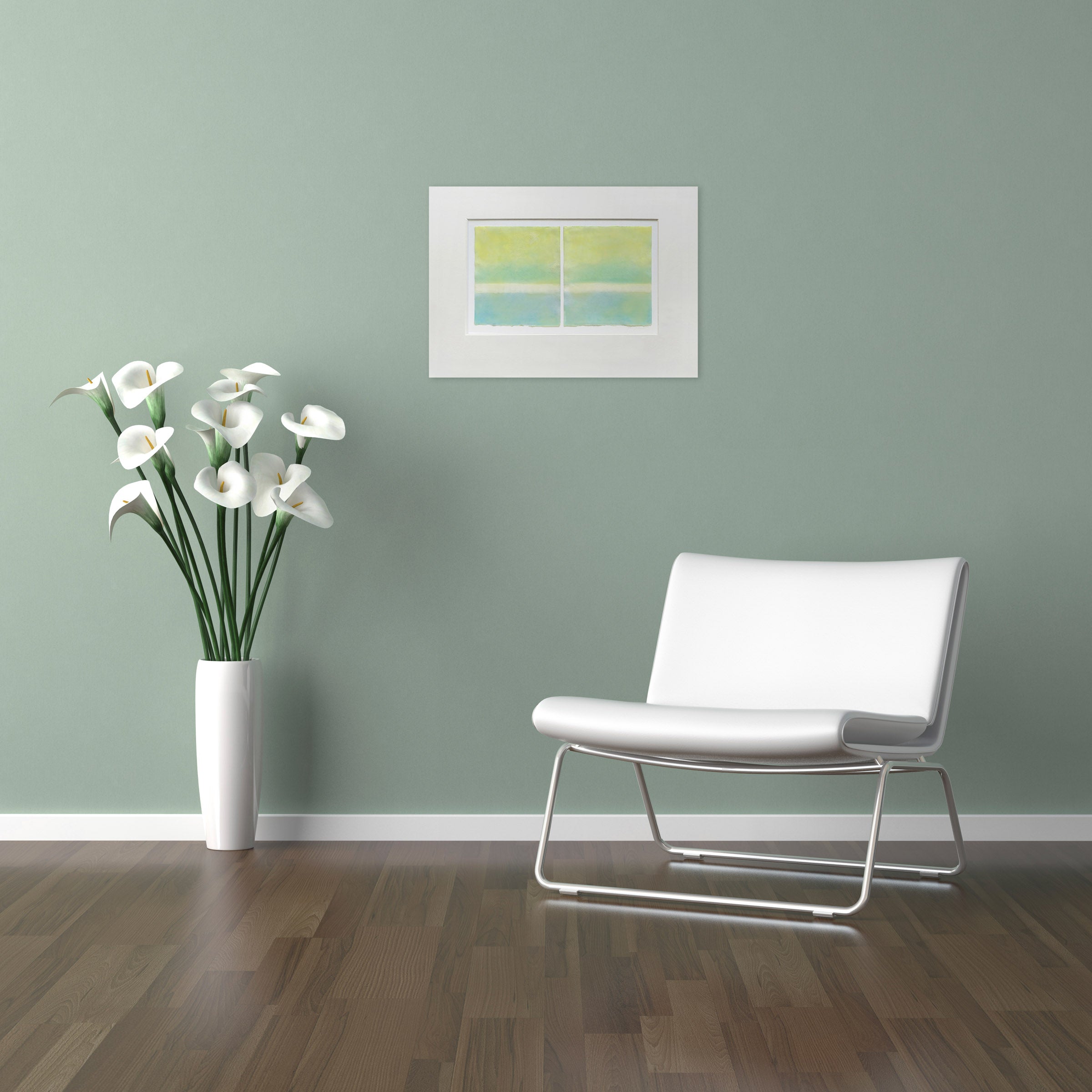 A painting of two squares of watercolor on a white background.