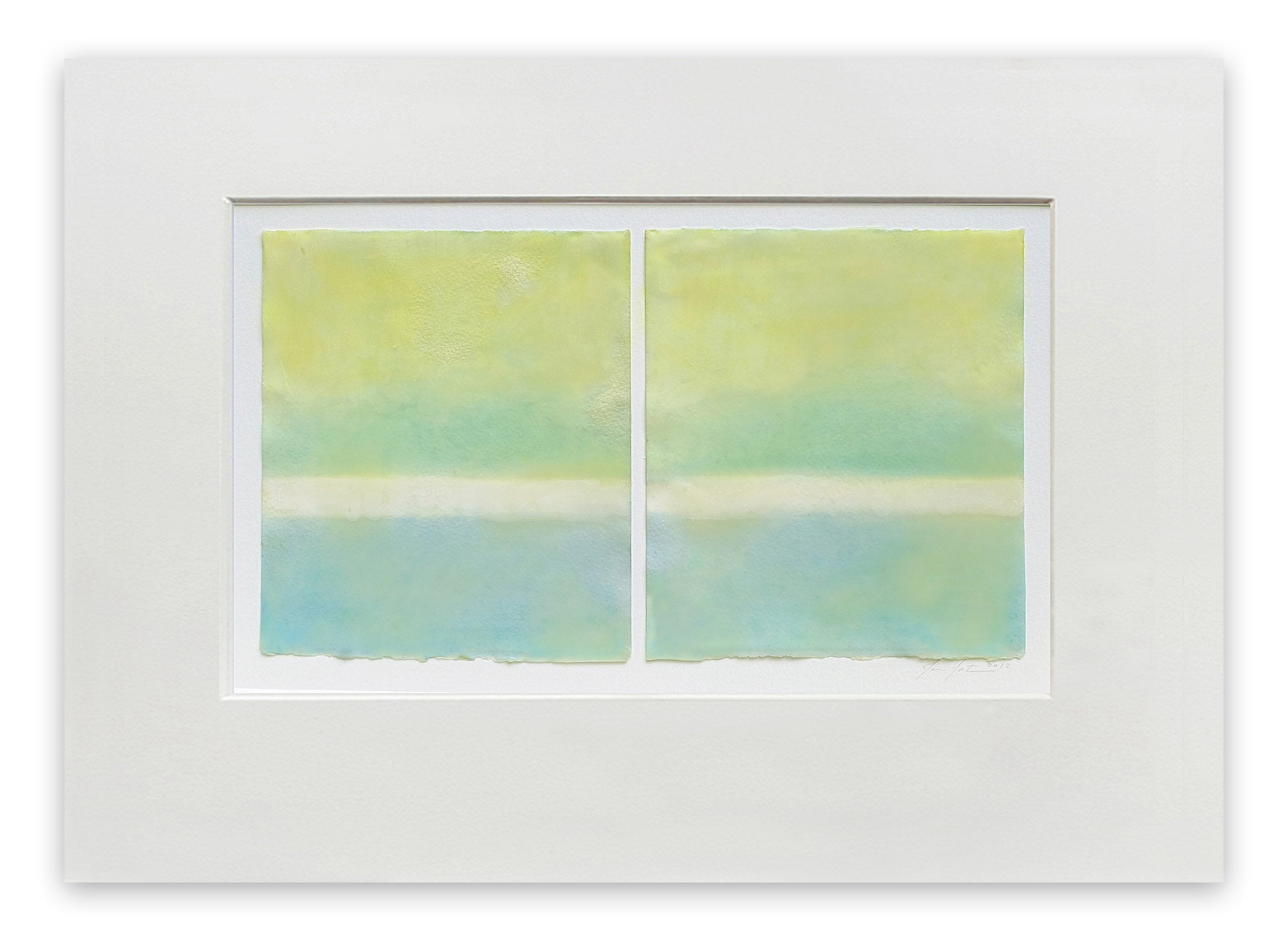 A painting of two squares of watercolor on a white background.