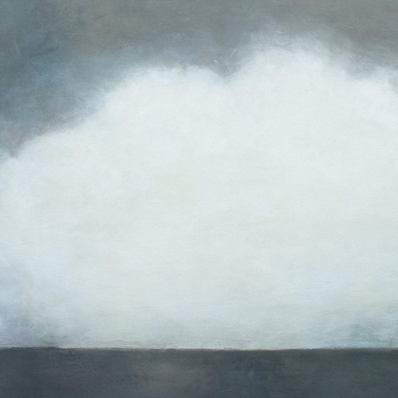 A painting of a cloudy sky over a body of water.