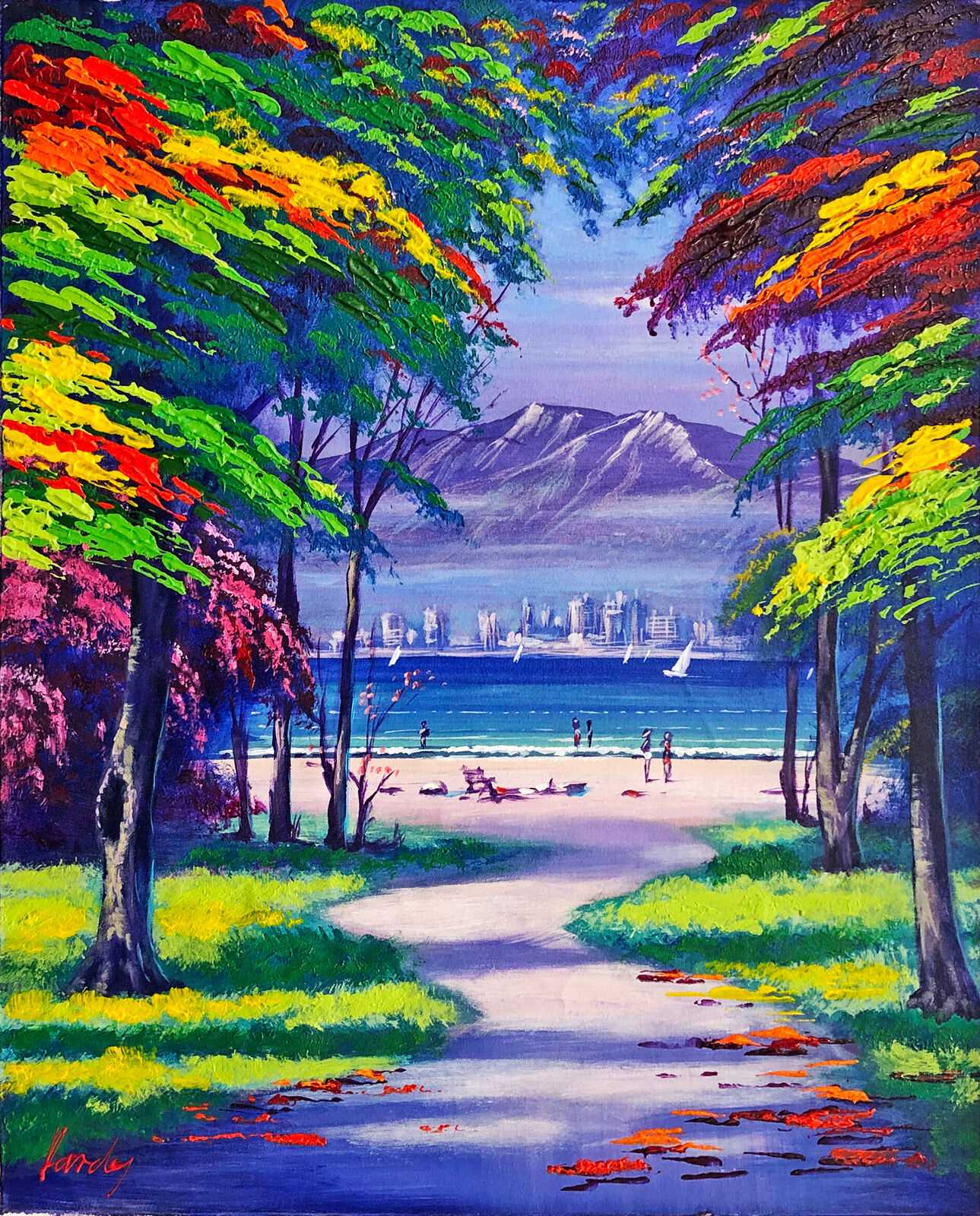 Artwork by Janos Kardos, Eliat (framed original painting on canvas), Made of Acrylic On Canvas 