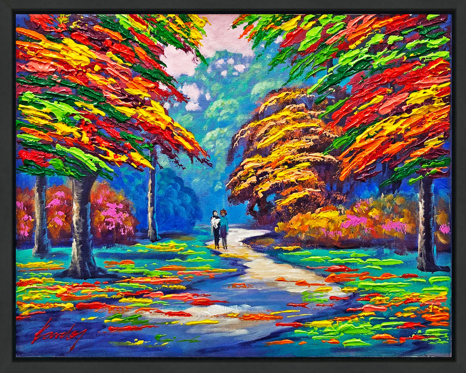 Moment in the Park (framed original painting on canvas) by Janos Kardos, 2016