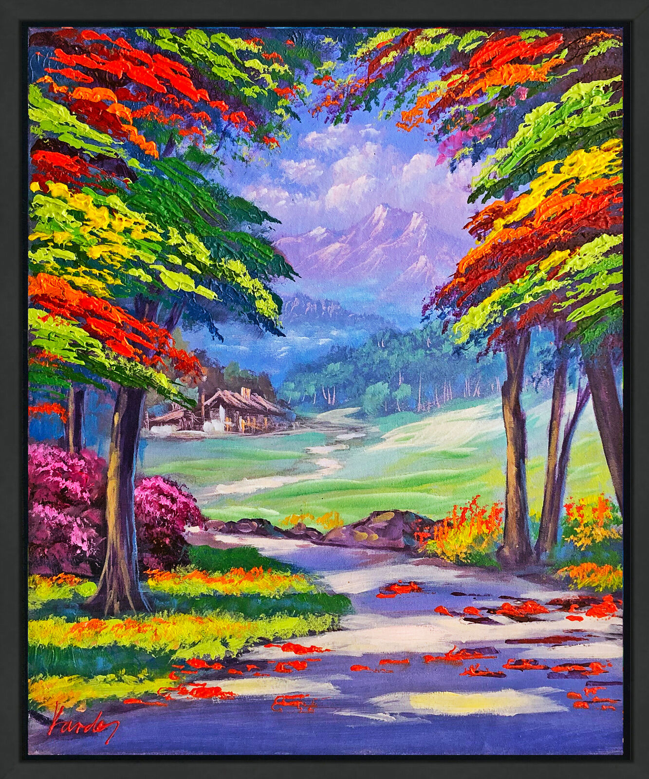 The House in the Woods (framed original painting on canvas) by Janos Kardos, 2016