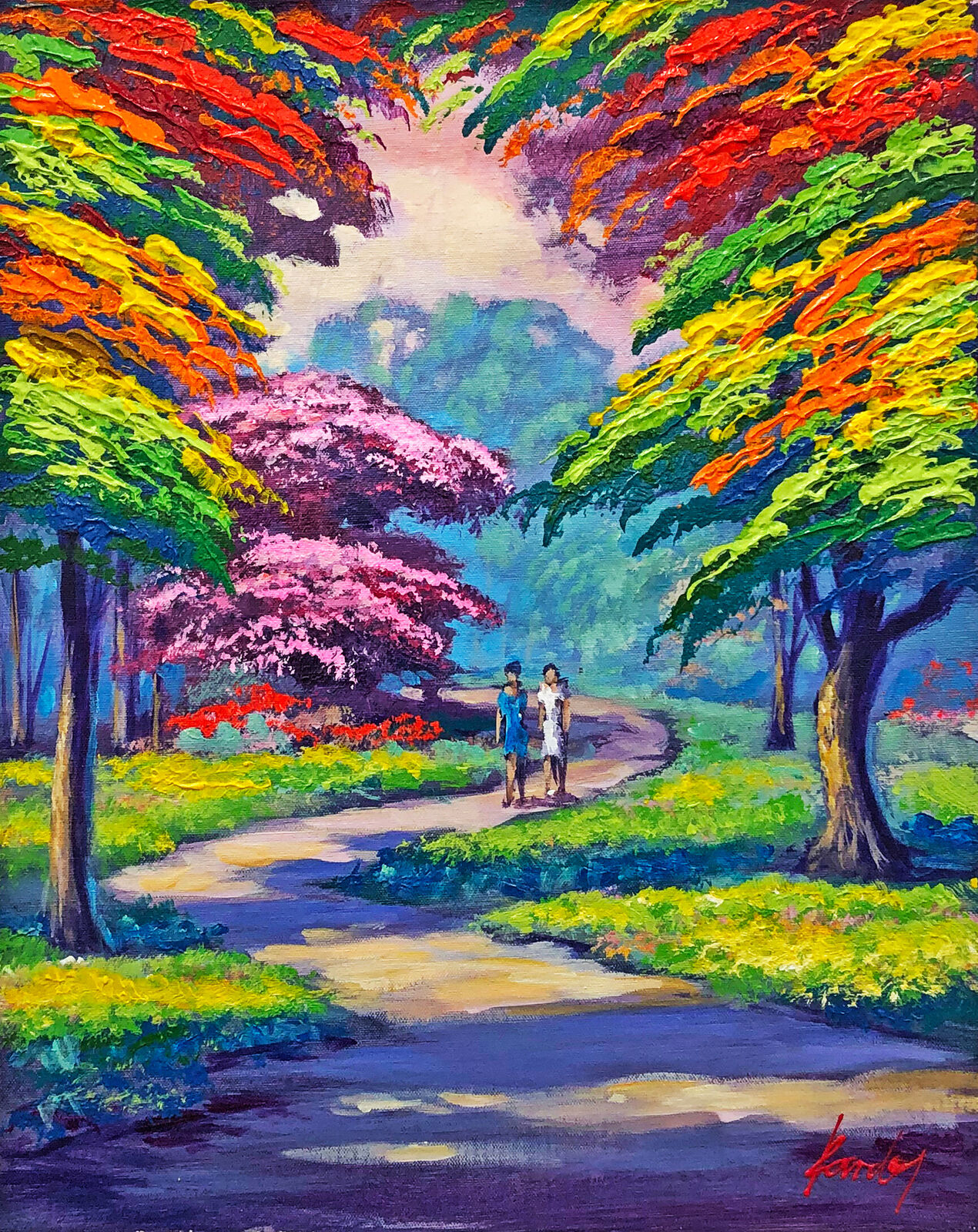 Artwork by Janos Kardos, Walk with my Friend (framed original painting on canvas), Made of Acrylic On Canvas 