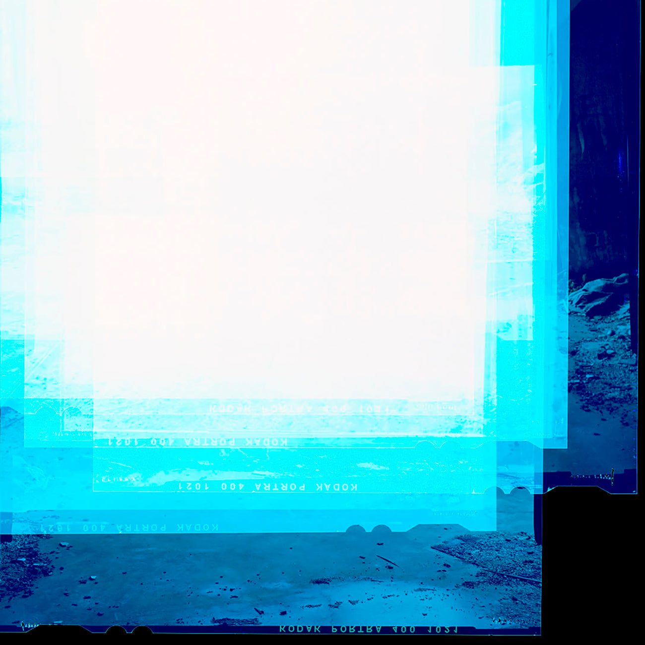 A picture frame with a blue and white background.