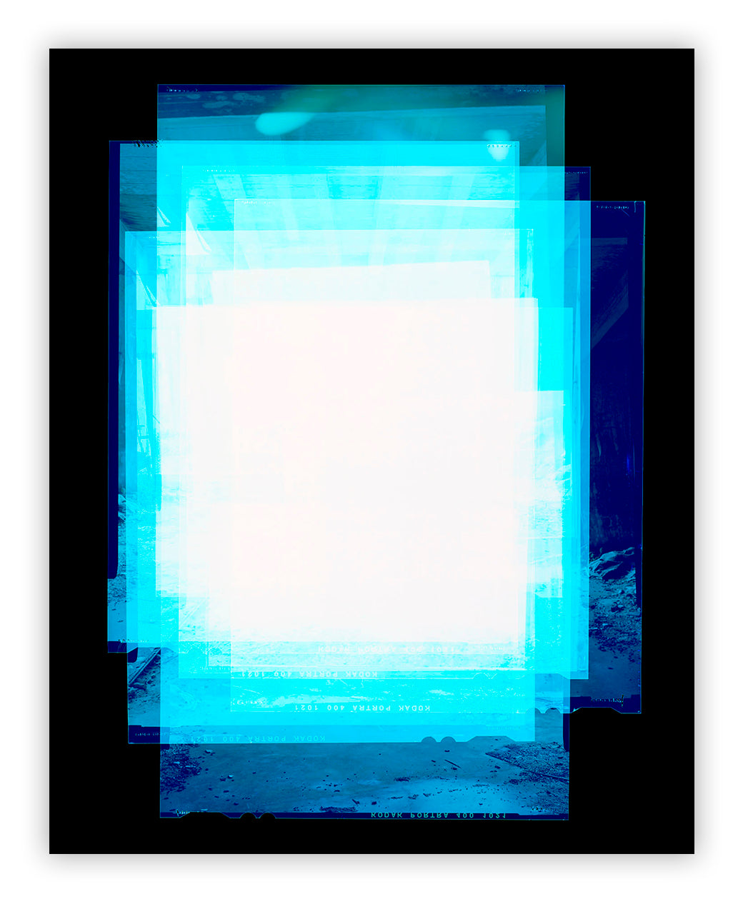 A picture frame with a blue and white background.