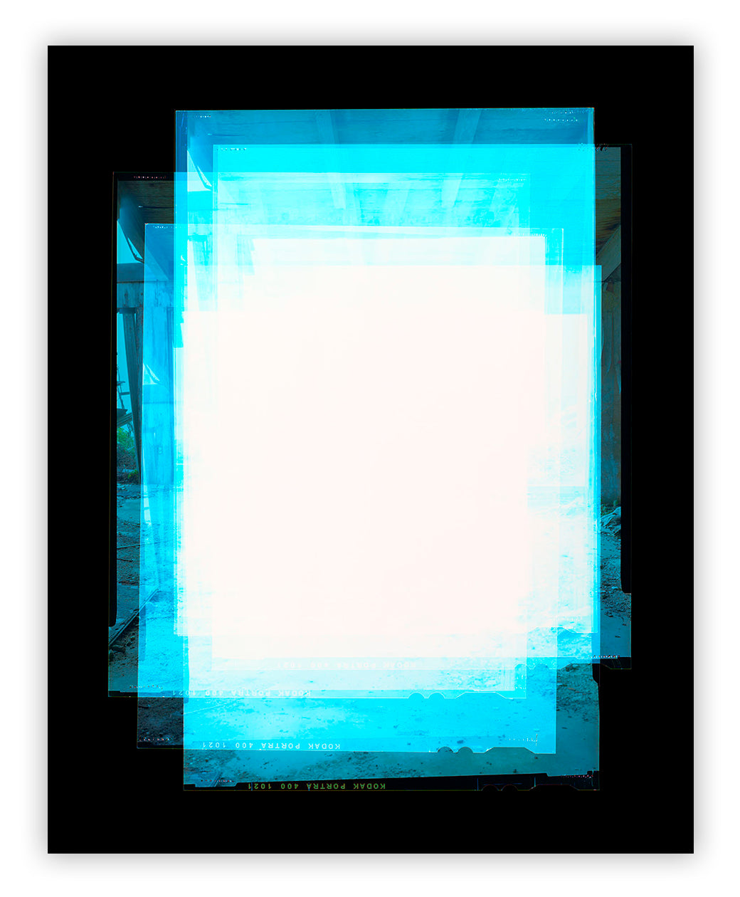 A picture frame with a blue and white background.