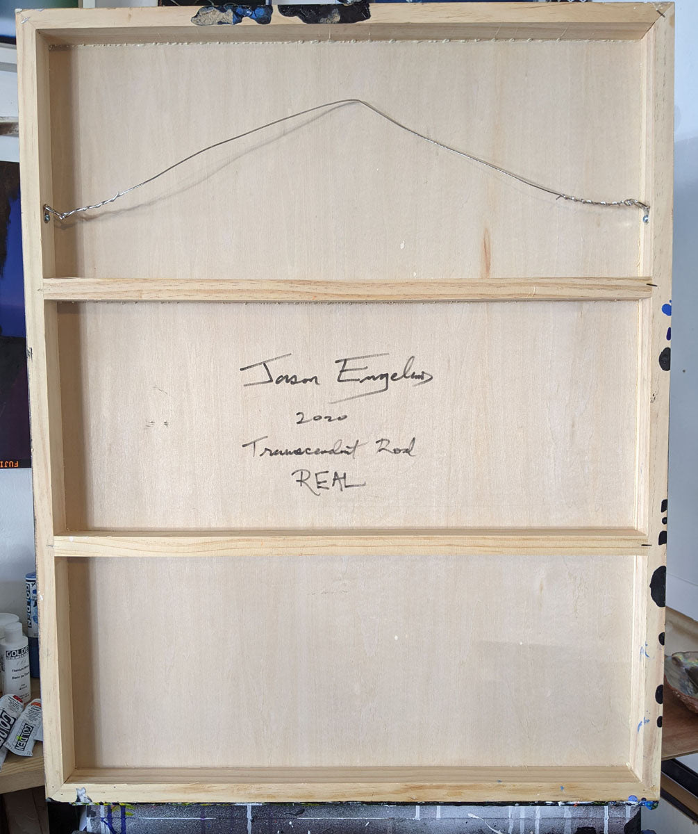 A painting of a road with the word REAL written on it.