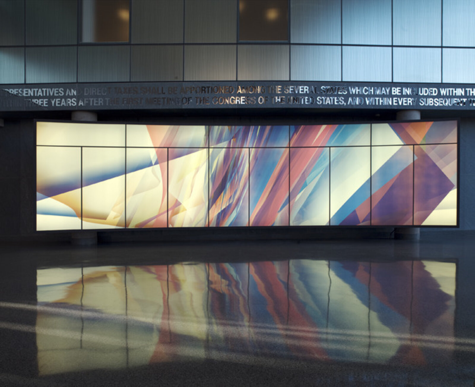 Artwork by Jason Salavon, American Varietal (US Population, by County 1790-2000), Made of Lights, electronics, five tons structural steel 