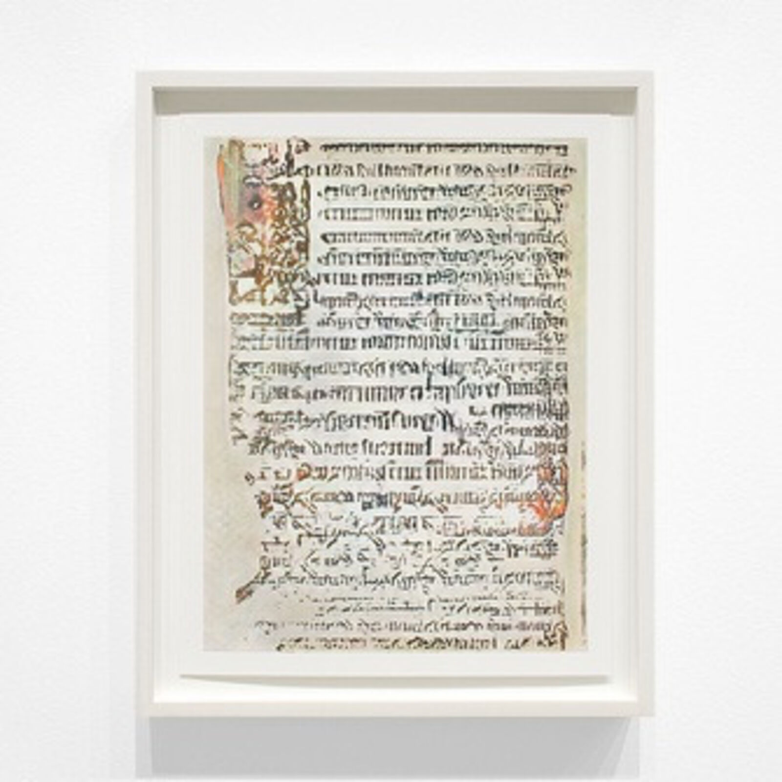 An ancient illuminated manuscript page featuring a large initial letter and dense text in an archaic script.
