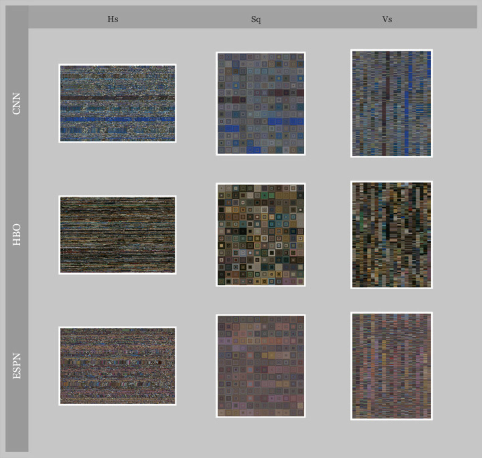 A digital glitch art piece featuring horizontal static lines and a dark band against a blue background.