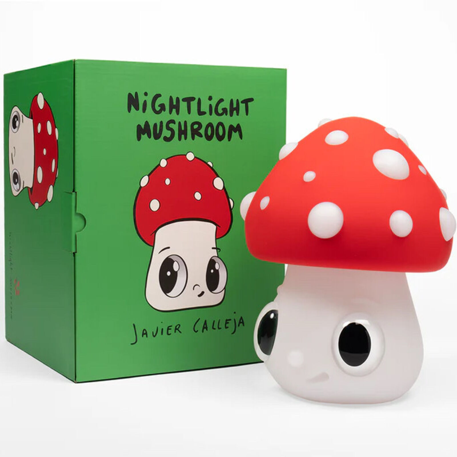Artwork by Javier Calleja, Nightlight Mushroom, Made of Vinyl, glass, and rechargeable LED with 3 brightness variations + touch switch 