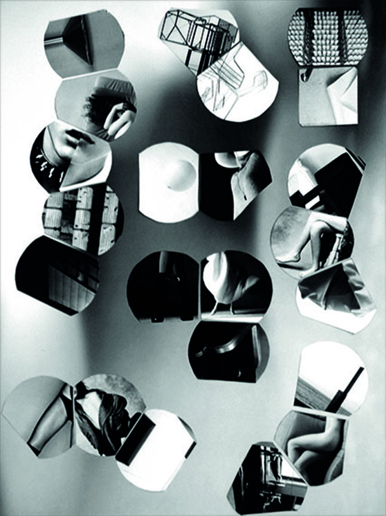 A black and white photo of a bunch of mirrors.