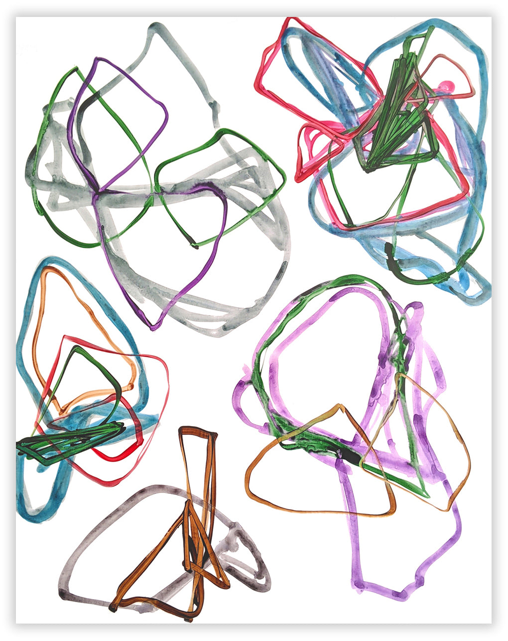 A drawing of a bunch of different colored shapes.