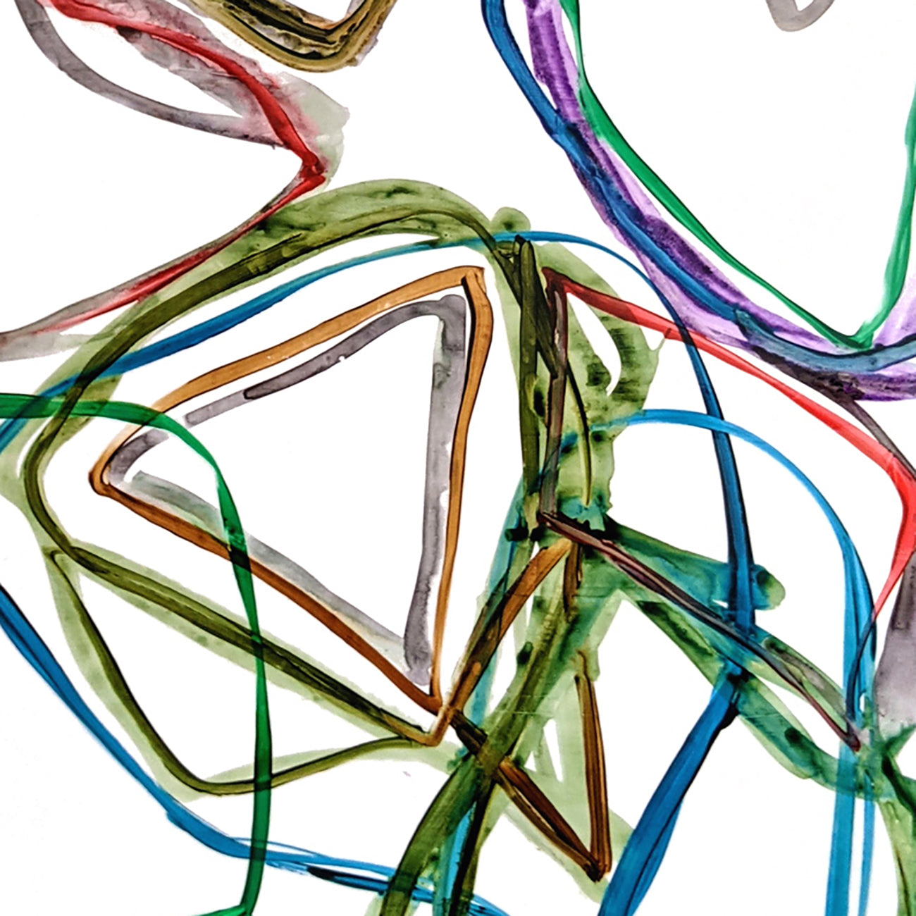 A drawing of a bunch of different colored shapes on a white background.