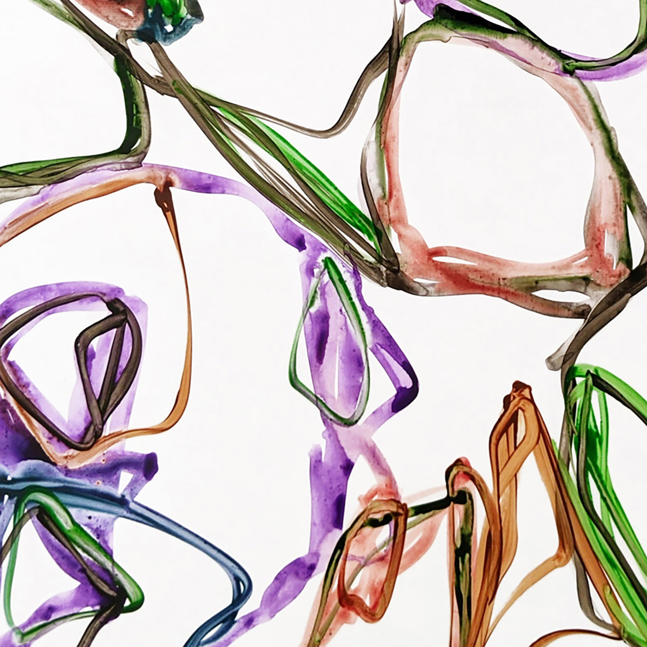A painting of a bunch of different colored lines on a white background.