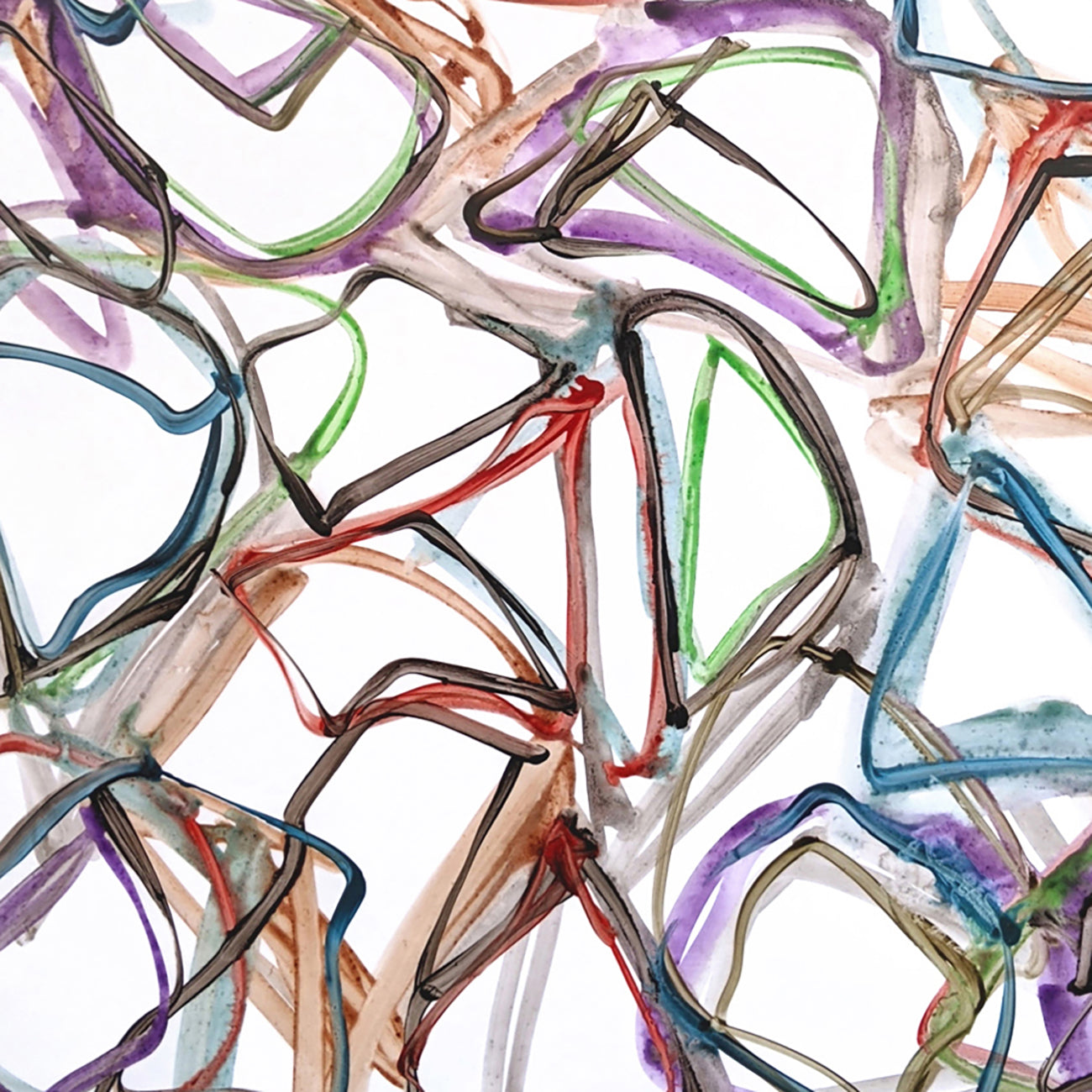 A watercolor painting of a bunch of different colored shapes.