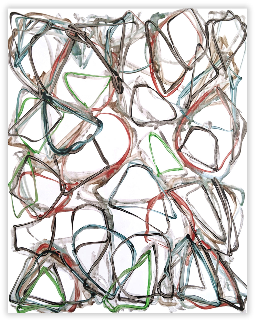 A drawing of a bunch of different colored lines on a white background.