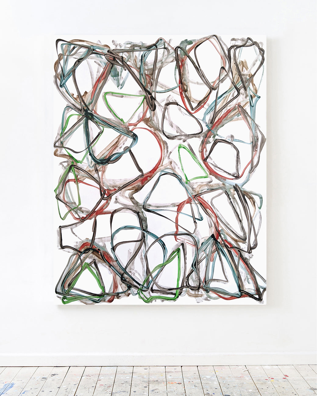 A drawing of a bunch of different colored lines on a white background.