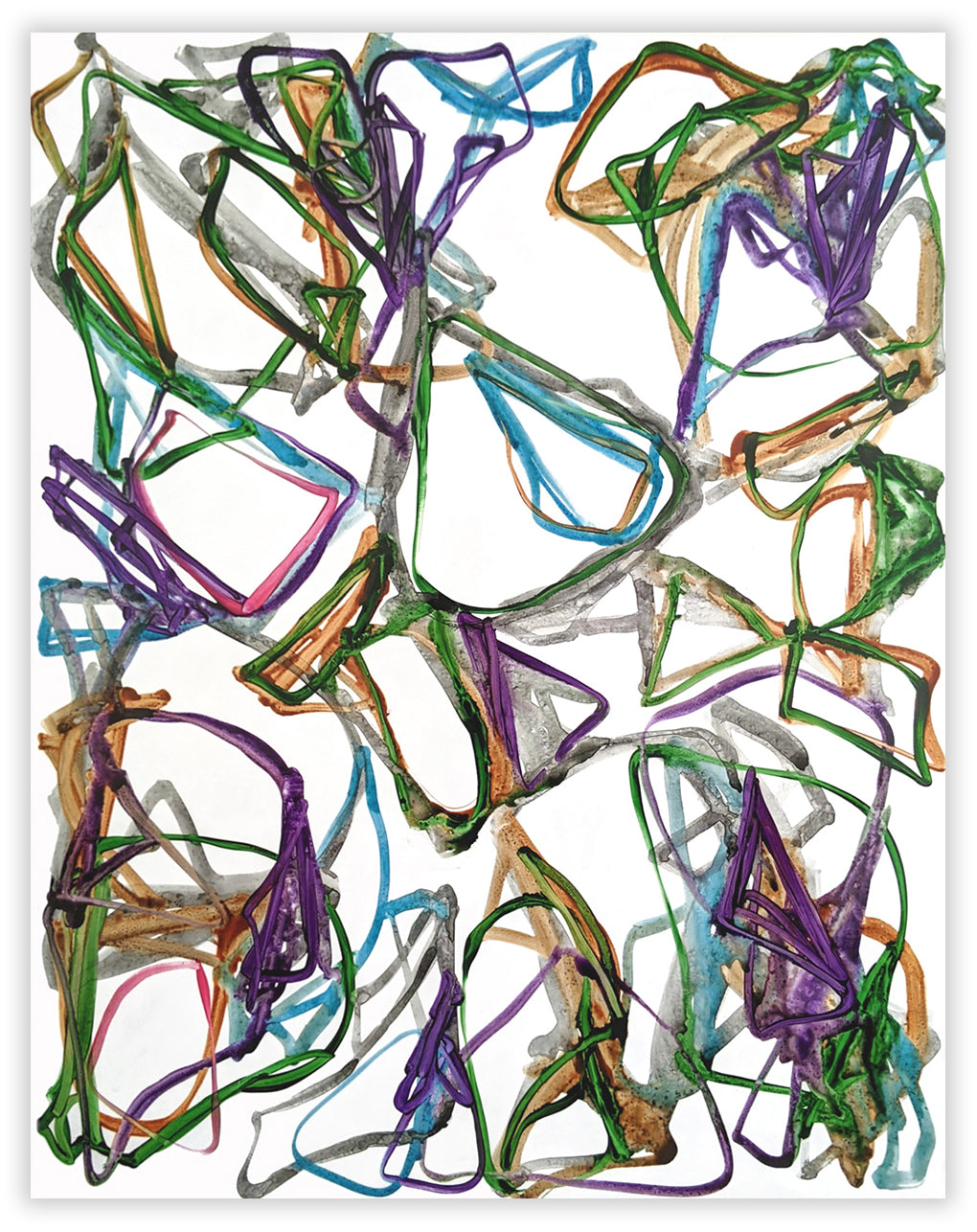 A drawing of a bunch of different colored lines on a white background.