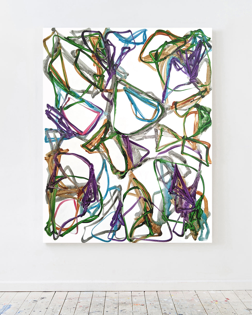 A drawing of a bunch of different colored lines on a white background.