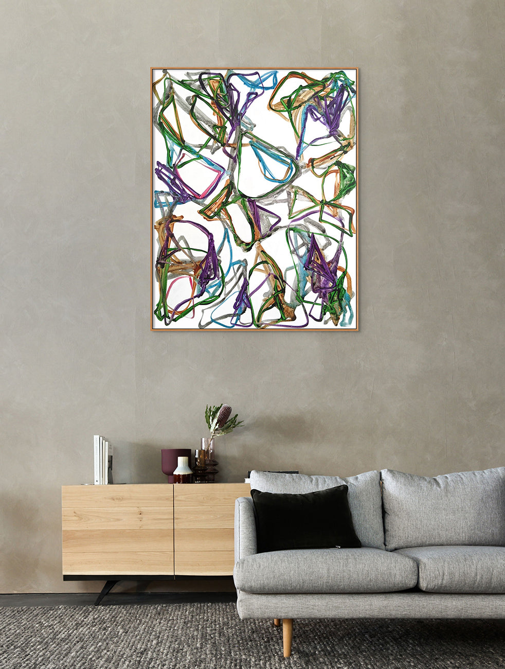 A drawing of a bunch of different colored lines on a white background.