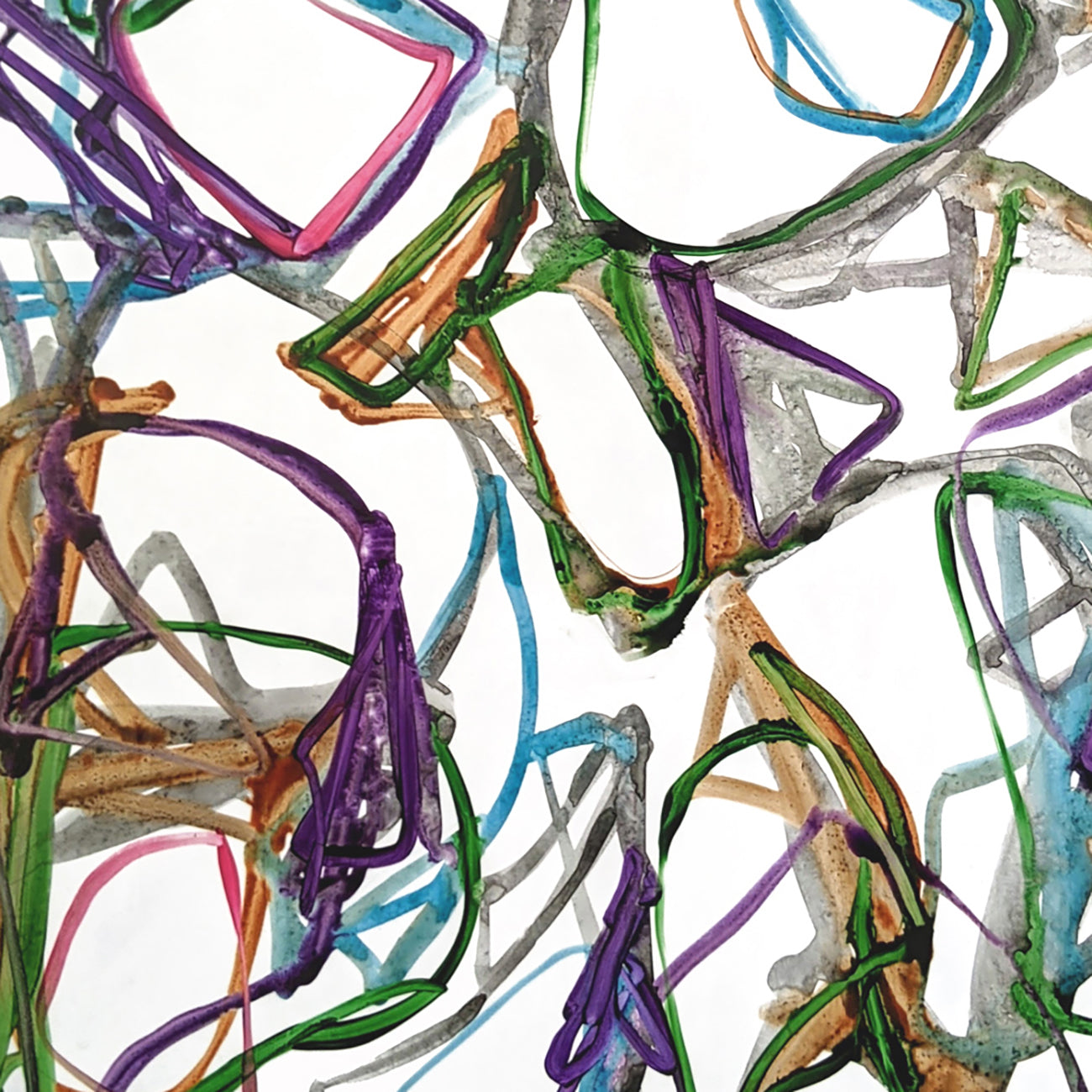 A drawing of a bunch of different colored lines on a white background.