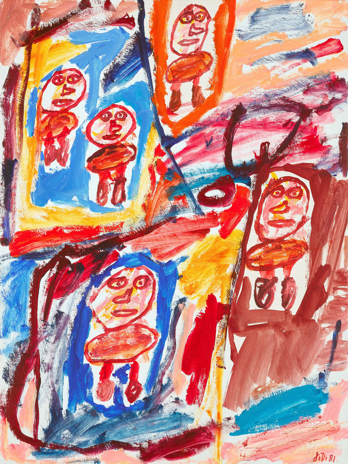 Site avec 5 personnages by Jean Dubuffet, 1981